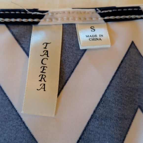 Tacera Striped Shirt Sleeve Navy and White Dress - - Picture 4 of 6